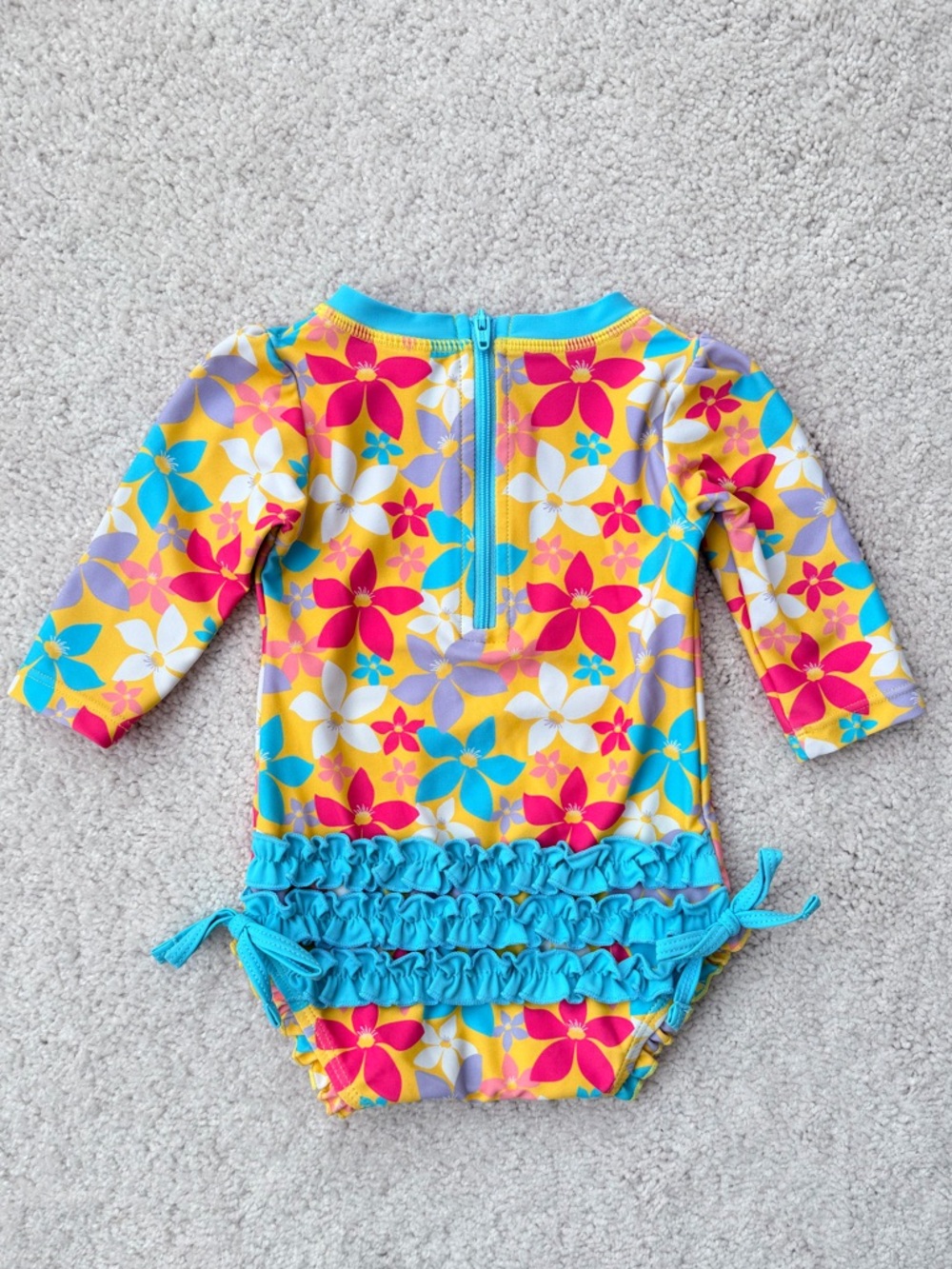 Ruffle Butts Yellow Multi Floral Long-Sleeve Rashguard - Picture 7 of 11
